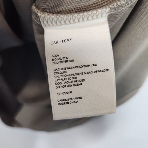 Oak + Fort‎ ASYMMETRIC HEM T-SHIRT in Taupe - Size Small - Picture 8 of 8